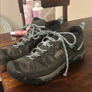 Keen Black Hiking Shoes with Blue Laces